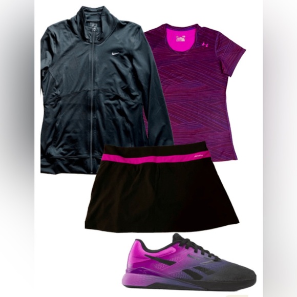 NWOT Under Armour Heatgear Purple, Navy Fitted Short Sleeve Shirt-Large - Picture 7 of 7